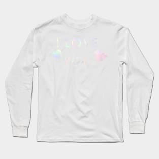 Iridescent I love you with hearts Long Sleeve T-Shirt